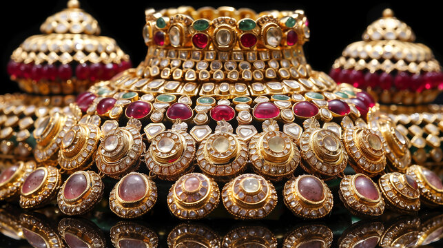 Navratna Jewelry highlighted on an Indian beauty
