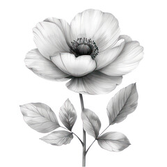 Transparent white and black decorative flower clipart
