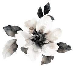 Obraz premium Transparent white and black decorative flower clipart