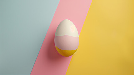 Eggs, Top view of easter egg multicolored egg on pastel, Easter wallpaper with easter eggs in a...