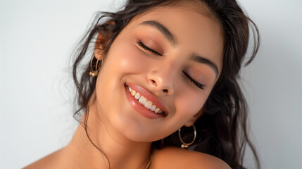 Beautiful indian young woman smiling face