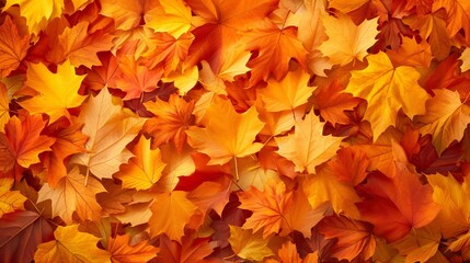Naklejka na ściany i meble a pile of orange and yellow leaves