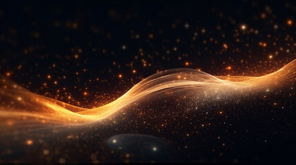 Fototapeta na wymiar Abstract golden wave particle particle background 
