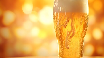 glass of beer on a table - obrazy, fototapety, plakaty
