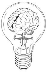 brain in a light bulb without background