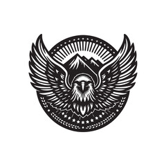 Black and white eagle logo vector illustration | Badge Design | flying eagle vector illustration| eagle design