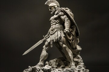 a statue of a man holding a sword - Powered by Adobe