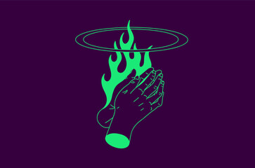 Illustration of hands with flames