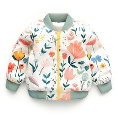 A cute and colorful girls' jacket with floral patterns