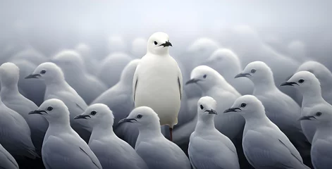 Fotobehang group of white penguins searching for food © Tech