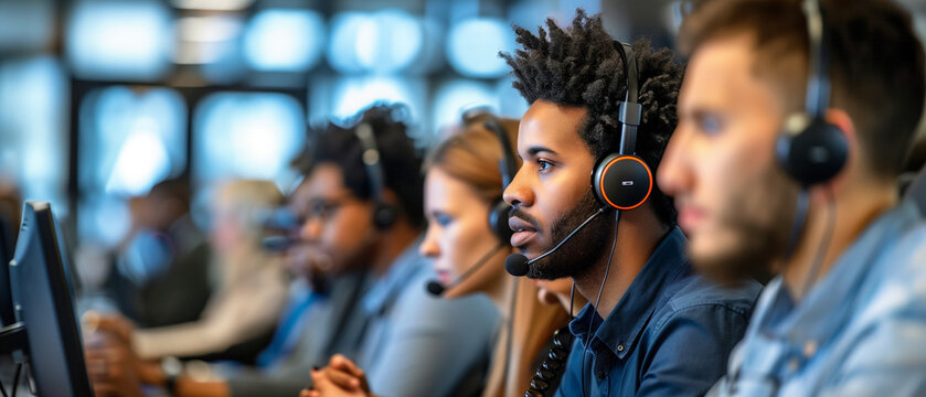 Professional Customer Service Team Working in a Call Center