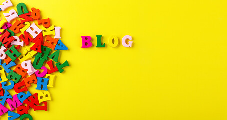 colored letters of the alphabet with the inscription Blog on a yellow background