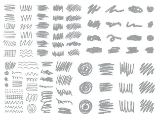 Hand drawn vector collection. Strokes, strokes with a brush, pencil, marker, of different shapes. In color.