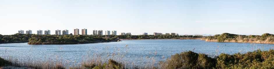 Obraz premium Estany del Pujol panorama, bird zone by the Albufera, el Saler and la Devesa in Valencia