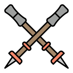   Trekking Sticks line filled icon