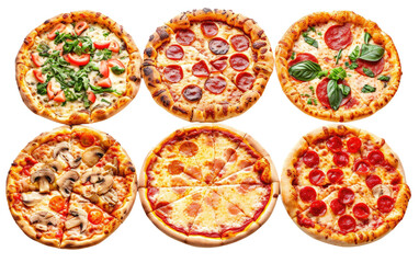 Fototapeta na wymiar Collection of top-notch pizzas isolated on transparent Background