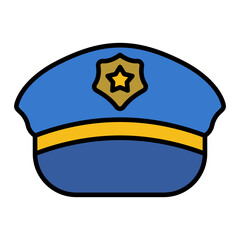   Police Cap line filled icon