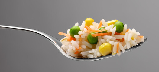 fork with rice salad - 751365568