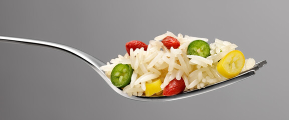 fork with basmati rice salad - 751365576