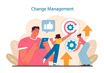 Change Management in IT project management. Visualizes the adaptation process, embracing innovation, and implementing improvements.