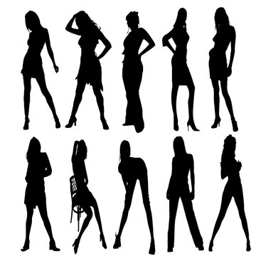 silhouettes of people Sexy Style Dances Various poses