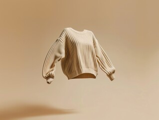 Floating Womens Fashionable Premium Sweater Against Beige Background