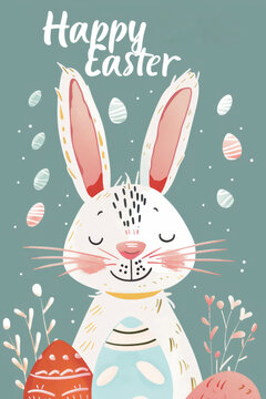 easter holiday background. Easter greeting card, pencil drawing and watercolor paints