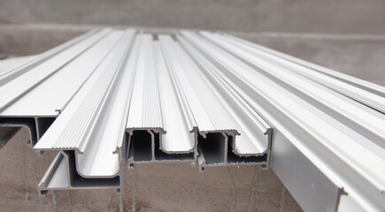 Cutting of Aluminum rails for installing solar panels.