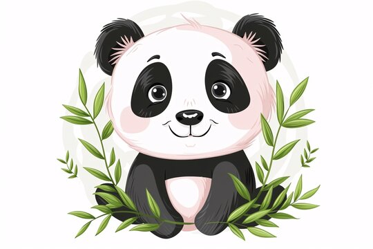 a panda bear sitting in a plant