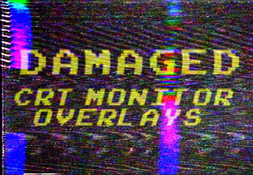 CRT Damage Screen Glitch Overlay. A Set Of 15 Retro VHS Textures.