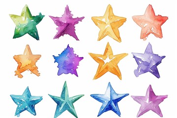 Obraz premium süße bunte Wasserfarben Sterne 