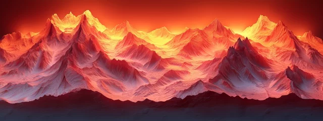 Papier Peint photo autocollant Rouge violet Mountain Engulfed in Flames