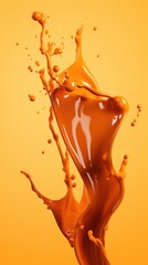 Chocolate splash on a orange background