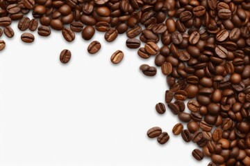 Fototapeta premium Coffee beans frame on a transparent background, cutout