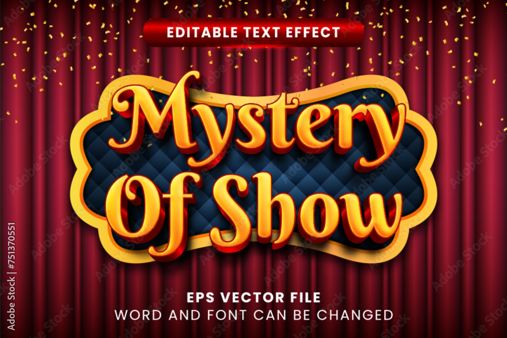 Fototapete magic show 3d editable vector text effect, retro vintage style text effect