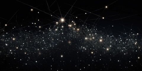 very fine and intricate network represented by line and dots, over a space like a galaxy.
