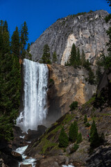Beautiful Vernal Fall on the Mist Trail in Yosemite National Park, California, USA.