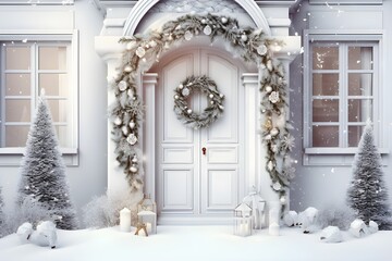 door with snow - obrazy, fototapety, plakaty