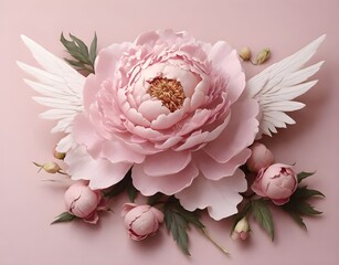 soft pink peony with wings