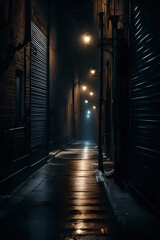 night dark, mysterious street alley