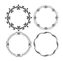 Ornamental Black Circular Frame Set Vector	