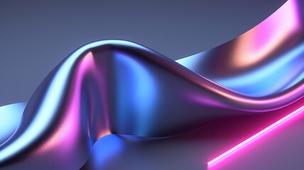 Futuristic Neon Glow on Abstract Curved Fabric Surface Design
