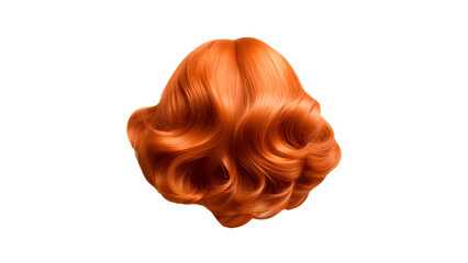 Fototapeta premium Hair wig mockup cut out. Red hair wig on transparent background