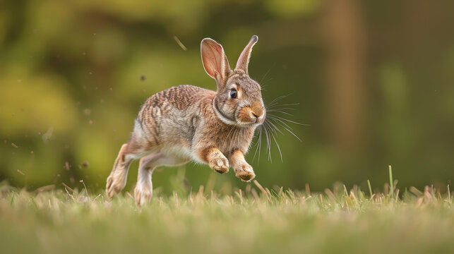 A wild rabbit dashing across the countryside, an image of agility and grace.