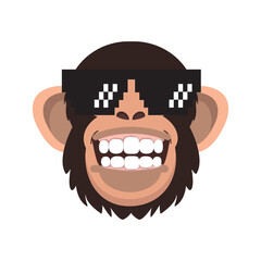 Cool monkey wearing glasses  cartoon
