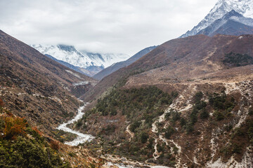 Bhote-Khosi river valley, Nepal. Sagarmatha national park - 751376197