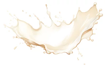 Fotobehang Watercolor milk cream splash on white background © Oksana