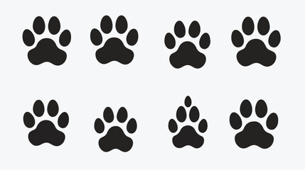 Paw icon set. paw print icon vector. dog or cat paw i