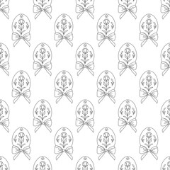 Easter seamless pattern, Easter eggs with bows, digital paper, black and white, Easter background, pattern

