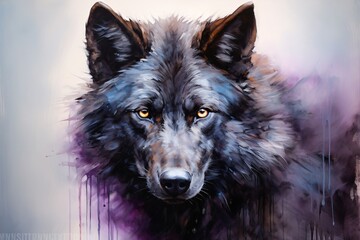 a painting of a wolf